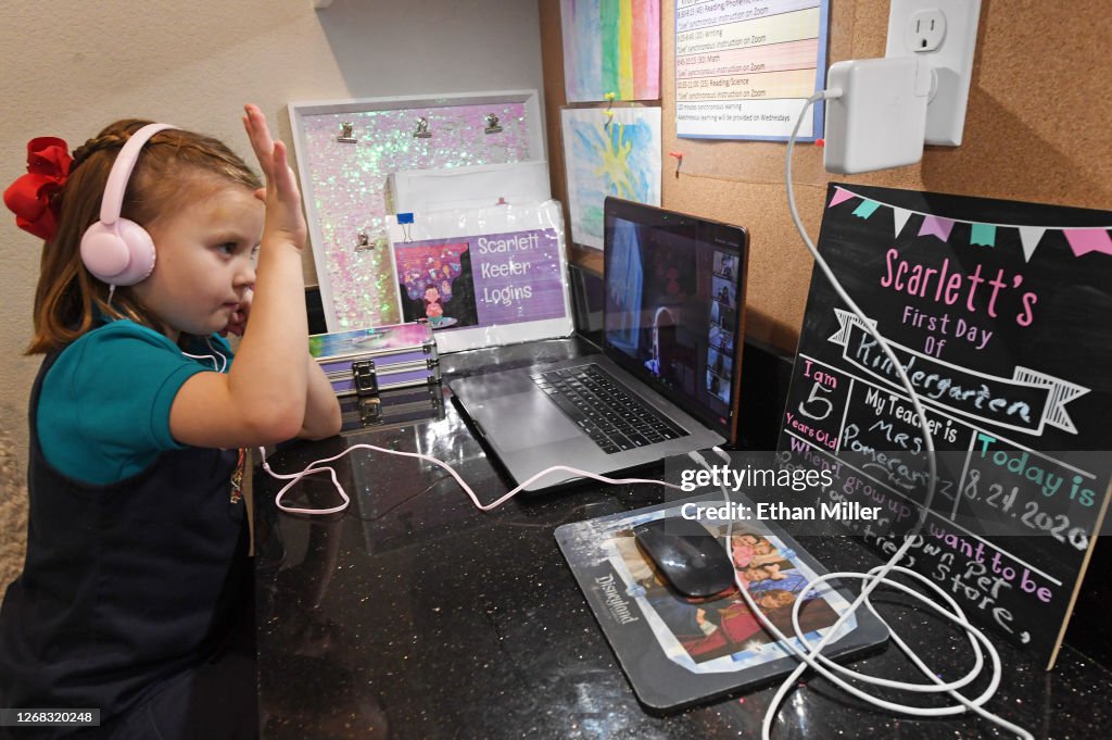 Las Vegas Students And Teachers Conduct Distance Learning As School Year Begins