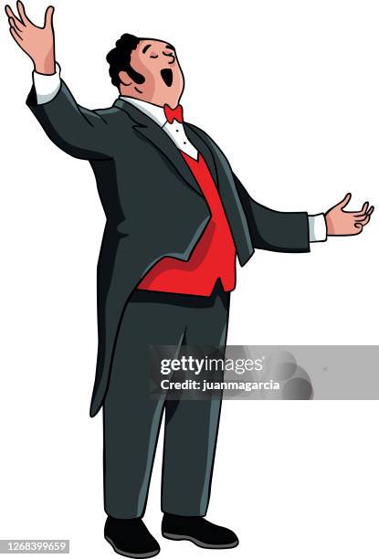 ilustraciones, imágenes clip art, dibujos animados e iconos de stock de canto de tenor de ópera - cantante principal cantante