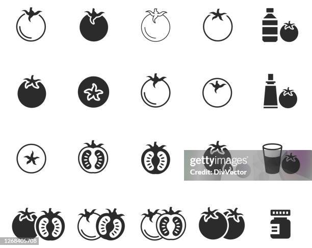 tomato icon set - savory sauce stock illustrations