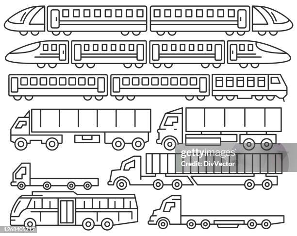 transportation icon set - bullet train stock illustrations