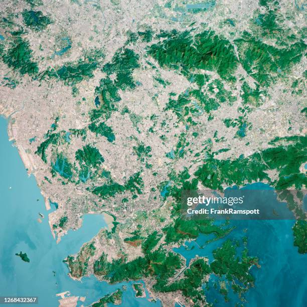 shenzhen 3d render aerial top view from south jan 2020 - shenzhen stock pictures, royalty-free photos & images