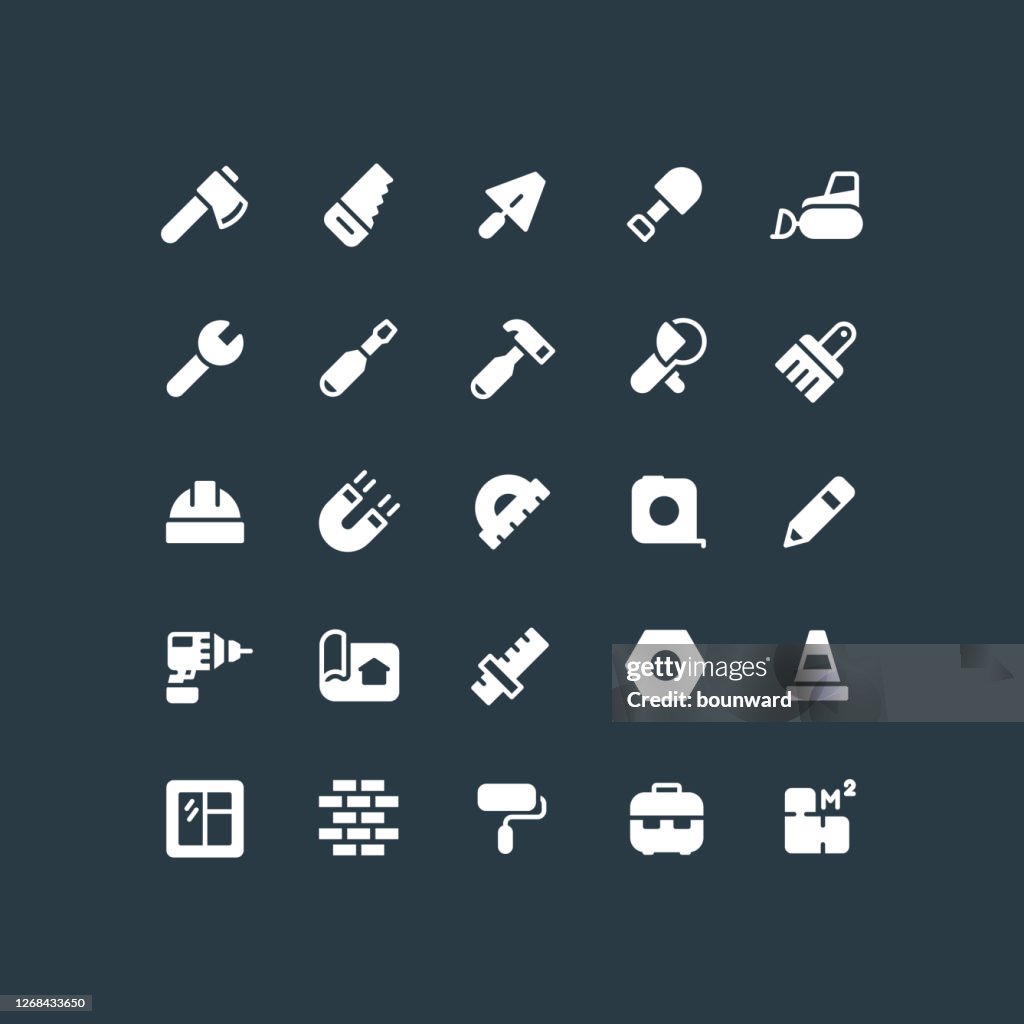 Flat Building Work Tools Pictogrammen