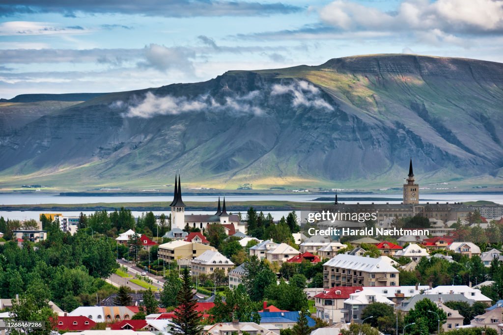Elevated view across Reykjavik, Capital Region, Iceland