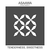 icon with african adinkra symbol Asaawa. Symbol of tenderness and sweetness