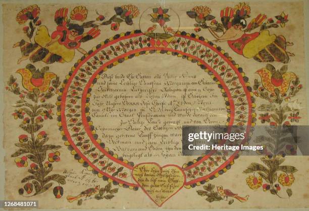 Birth and Baptismal Certificate, 1784. Artist Unknown.