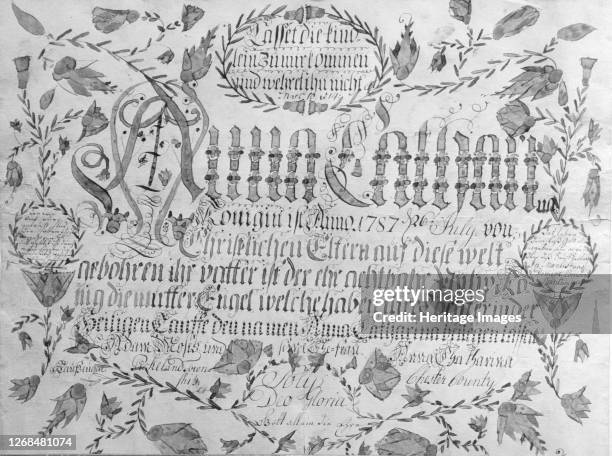 Birth and Baptismal Certificate, 1787. Artist Unknown.