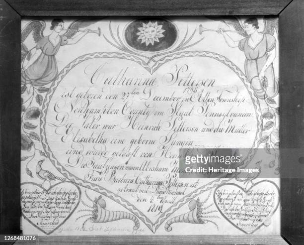 Birth, Baptismal, and Marriage Certificate, 1819. Artist Unknown.