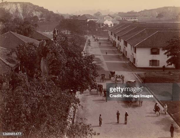 View of the Main Road, Singapore, 1860s-70s. Artist Unknown.