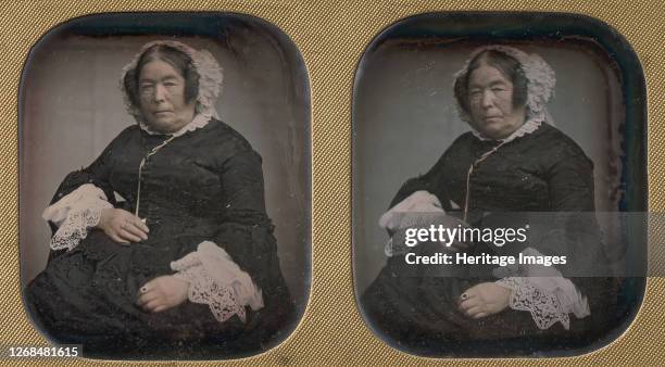 Older Woman Wearing Flowered Bonnet, 1850s. Artist Unknown.