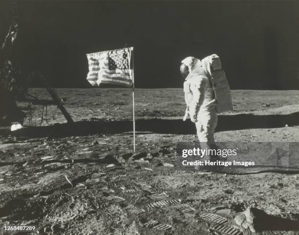 Buzz Aldrin on the Moon with the American Flag, 1969. Artist Neil Armstrong.