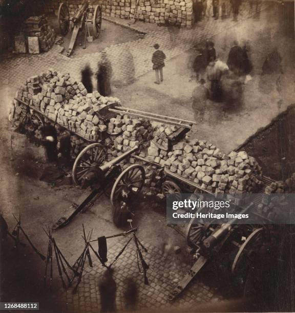 Barricades de la Commune, avril 71. Coin de la place Hotel de Ville & de la rue de Rivoli, 1871. Artist Pierre-Ambrose Richebourg.