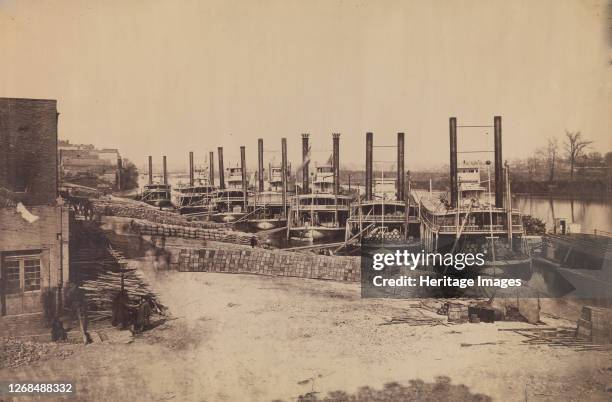 Supply Steamers at Nashville, Tennessee, 1862. Artist Rodney Poole.