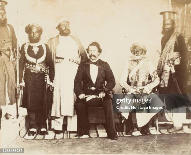 British Gentleman with Group of Eastern Potentates, 1860s. Artist Unknown.