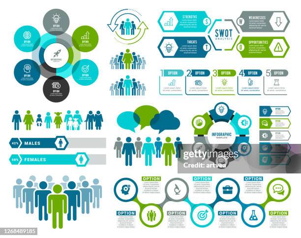 bildbanksillustrationer, clip art samt tecknat material och ikoner med uppsättning infografiska element - personal organizer