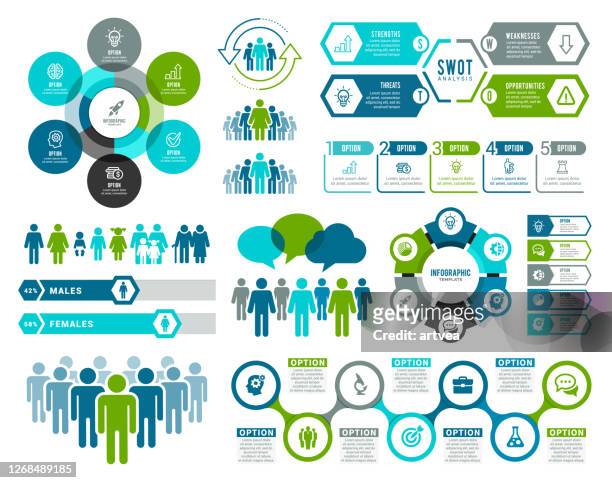 set of infographic elements - human resources infographic stock illustrations