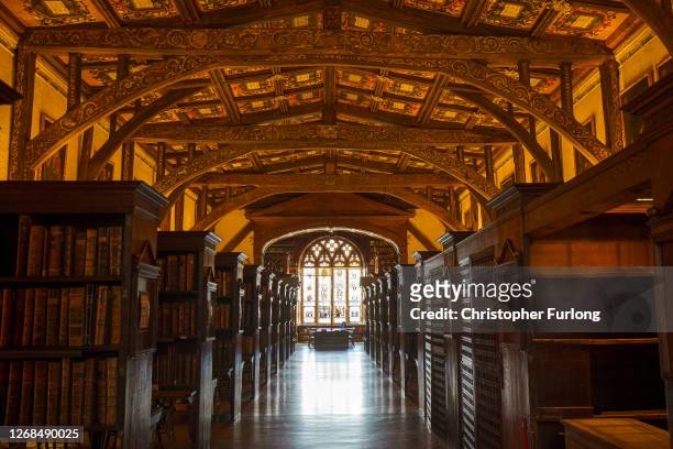 General view of the Duke Humphrey’s Library at the Bodleian Libraries on August 25, 2020 in Oxford, England. The world famous libraries closed in...