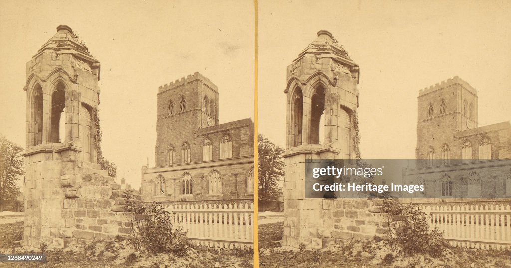 Group Of 3 Early Stereograph Views Of British Church And Monastery Ruins