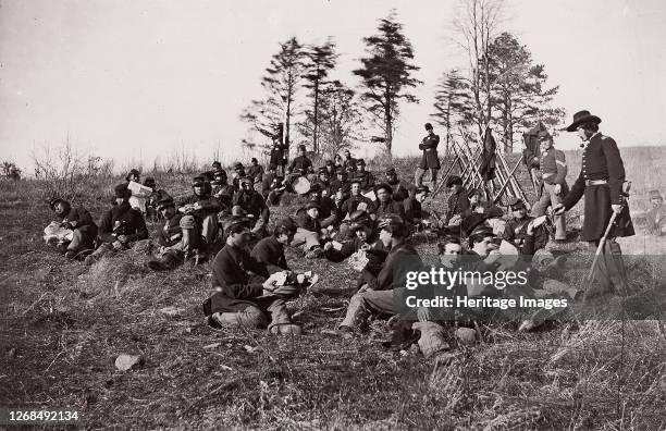 Co. B, 170th New York Volunteers, circa 1861. Formerly attributed to Mathew B. Brady. Artist Unknown.