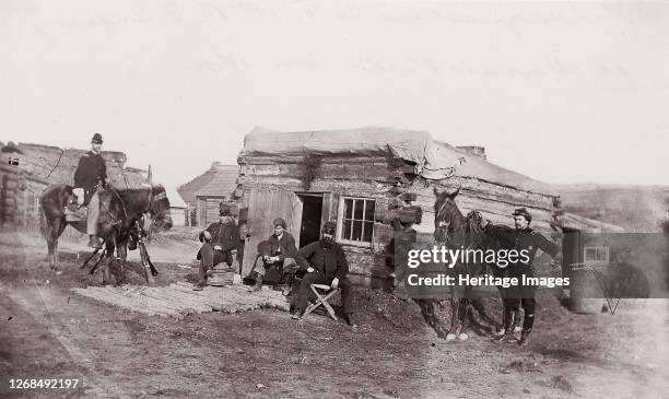 Headquarters, Co. F, 11th Rhode Island Infantry, Miner's Hill, Virginia, 1862. Formerly attributed to Mathew B. Brady. Artist Unknown.