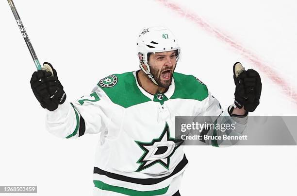 Alexander Radulov of the Dallas Stars celebrates his goal against the Colorado Avalanche in Game Two of the Western Conference Second Round during...