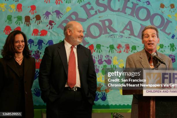 Rob Reiner, Tom Ammiano and Kamala Harris get together for pre-school presser event at which they will give more details on the city's unique...