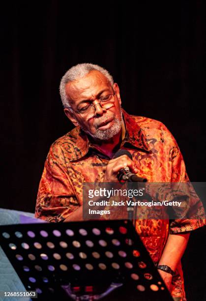 American poet and activist Amiri Baraka performs on the final evening of Vision Festival XIII at Clemente Soto Velez Cultural Center, New York, New...