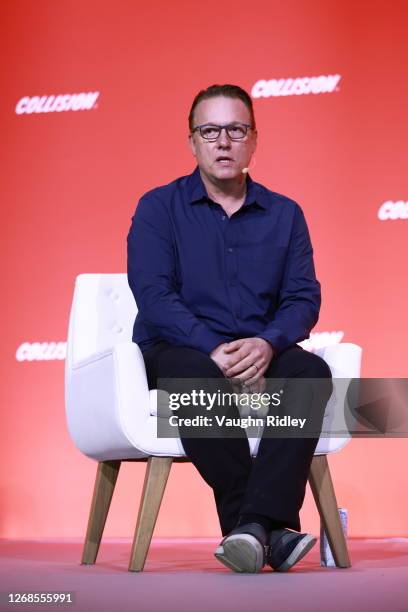 Toronto , Canada - 29 June 2023; Phil Wiser, Executive VP & CTO, Paramount Global, left, and, Heidi Chung, Media Analyst & Correspondent, Variety, on...