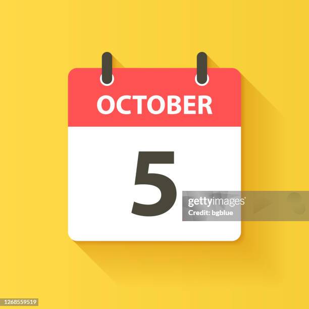 5. oktober - tageskalender-ikone im flachen design-stil - oktober stock-grafiken, -clipart, -cartoons und -symbole