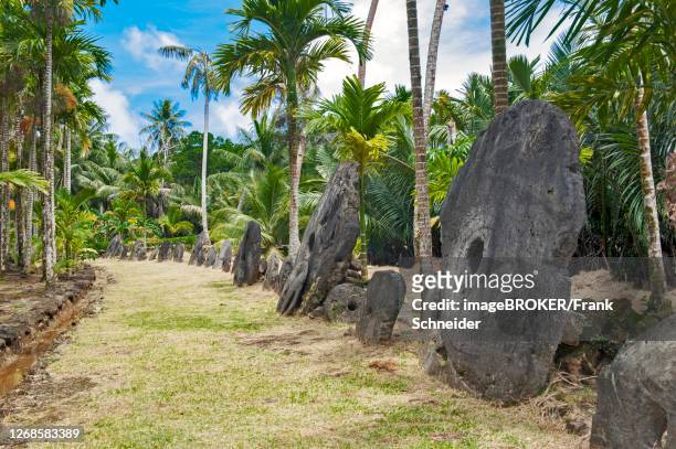 stone money bank in the jungle, yap island, micronesia - micronesia stock pictures, royalty-free photos & images