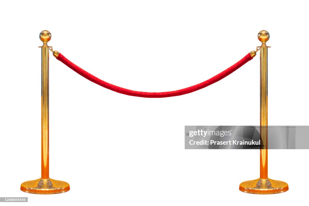 Gold stanchions on white background