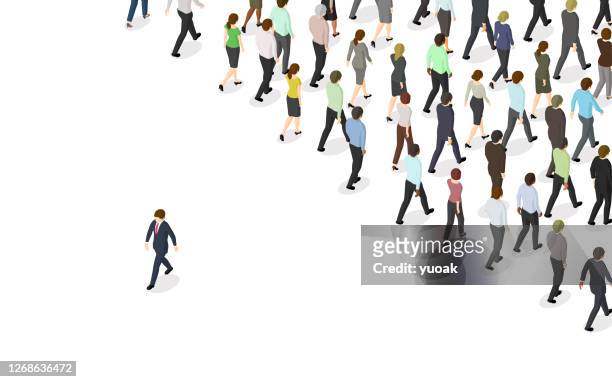 businessman walking in different directions - crowd of people walking stock illustrations