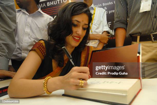 Author Fatima Bhutto niece of Late Prime Minister of Pakistan Benazir Bhutto attends the launch of her book 'Songs of Blood and Sword' at Crossword...