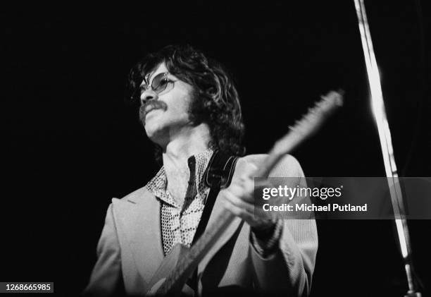 Canadian musician Robbie Robertson performing with The Band at the Royal Albert Hall, London, 3rd June 1971.