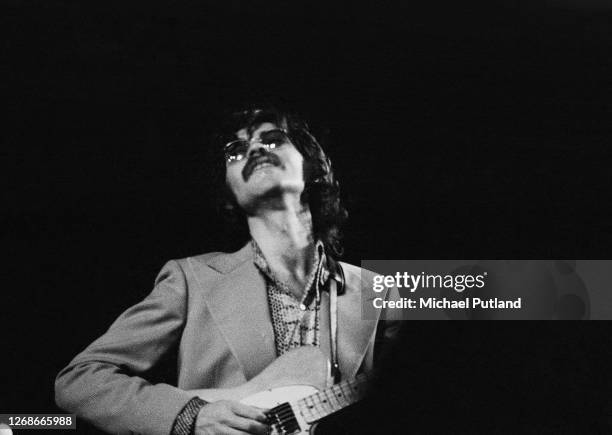 Canadian musician Robbie Robertson performing with The Band at the Royal Albert Hall, London, 3rd June 1971.