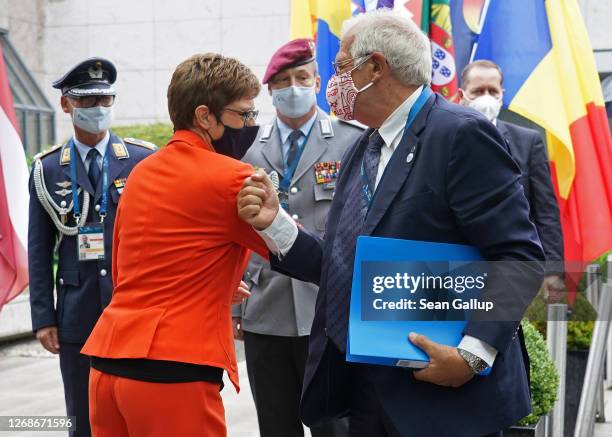 German Defence Minister Annegret-Kramp Karrenbauer greets Josep Borell, High Representative of the European Union for Foreign Affairs and Security...