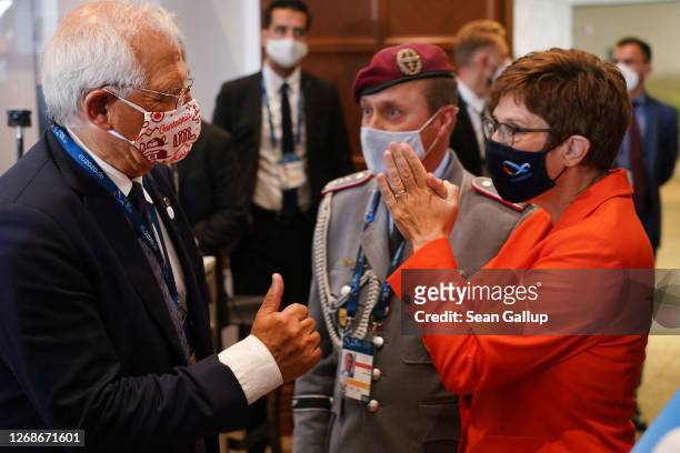 German Defence Minister Annegret-Kramp Karrenbauer greets Josep Borell, High Representative of the European Union for Foreign Affairs and Security...