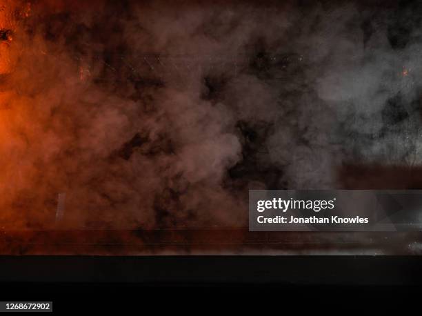 steam cloud in oven - dark kitchen stock pictures, royalty-free photos & images