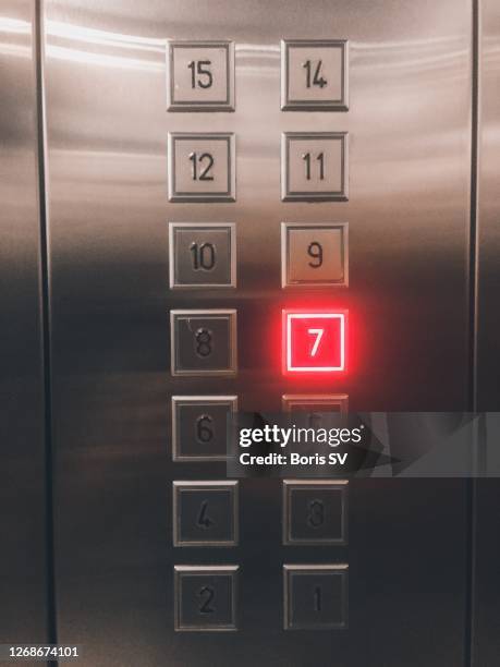 elevator without 13th floor - lift stockfoto's en -beelden