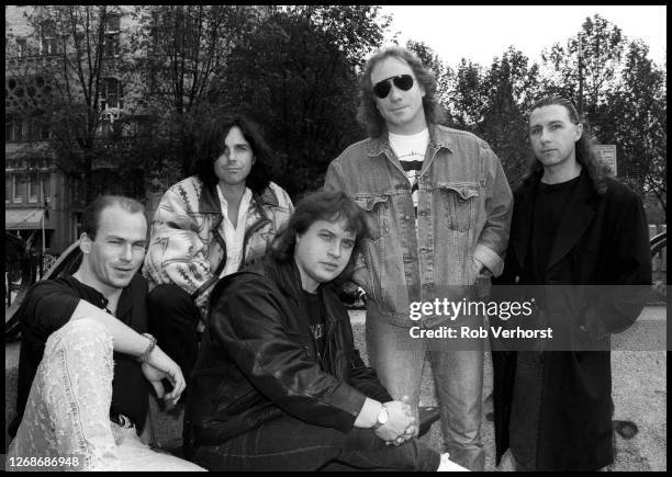 Marillion, in front of the, American Hotel, Amsterdam, Netherlands, 28th June 1991.