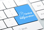Modern Keyboard with Blue Online Registration Button