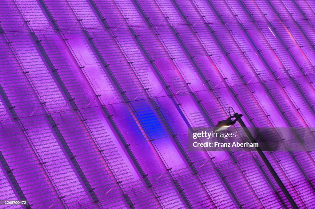 Glass facade of the Lentos art museum, Linz, Austria
