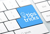 Tips & Tricks Icon Concept on the Blue Keyboard Button