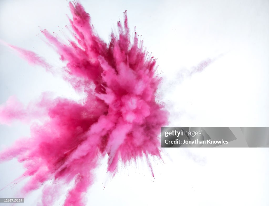 Vibrant pink exploding powder