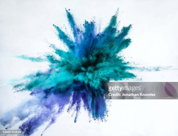 multicolor powder explosion - powder blue ストックフォトと画像
