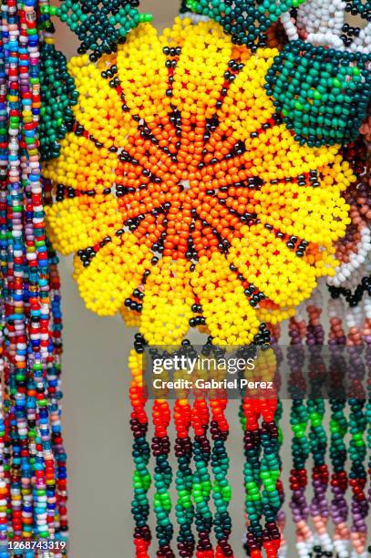 native american beadwork on a costume - beads stock pictures, royalty-free photos & images