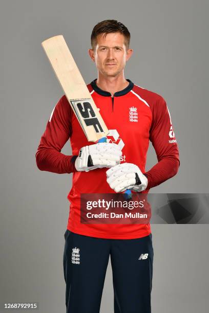 Joe Denly of England poses during the England Squad Portrait Session at Emirates Old Trafford on August 26, 2020 in Manchester, England.