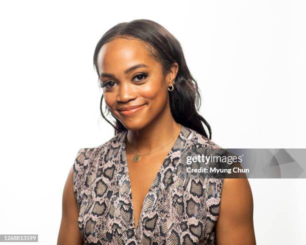 Media personality/author Rachel Lindsay is photographed for Los Angeles Times on April 22, 2023 at the Amy King Dundon-Berchtold University Club of...