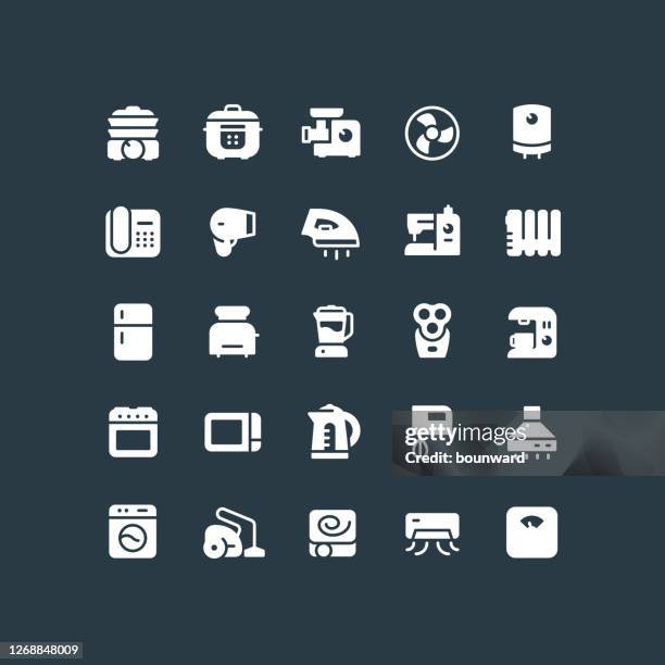 flat home appliances icons - heating radiator stock illustrations