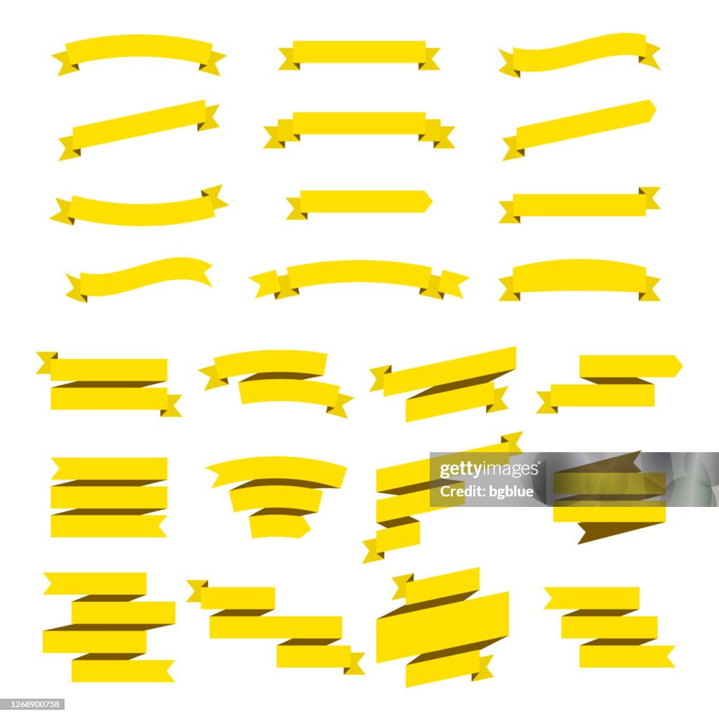 Yellow Ribbons Pattern Set Of Yellow Ribbons Banners Design Elements On White Background High ...