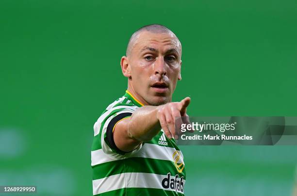 Celtic captain Scott Brown in action during the UEFA Champions League second qualifying round match between Celtic and Ferencvaros at Celtic Park on...